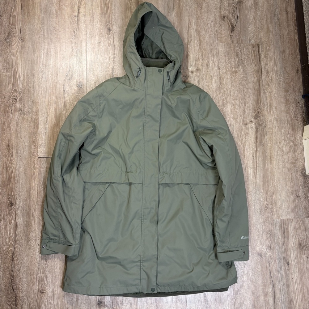 Eddie Bauer Womens Mountain Town 3-In-1 Down Hooded Parka Large Green Waterproof